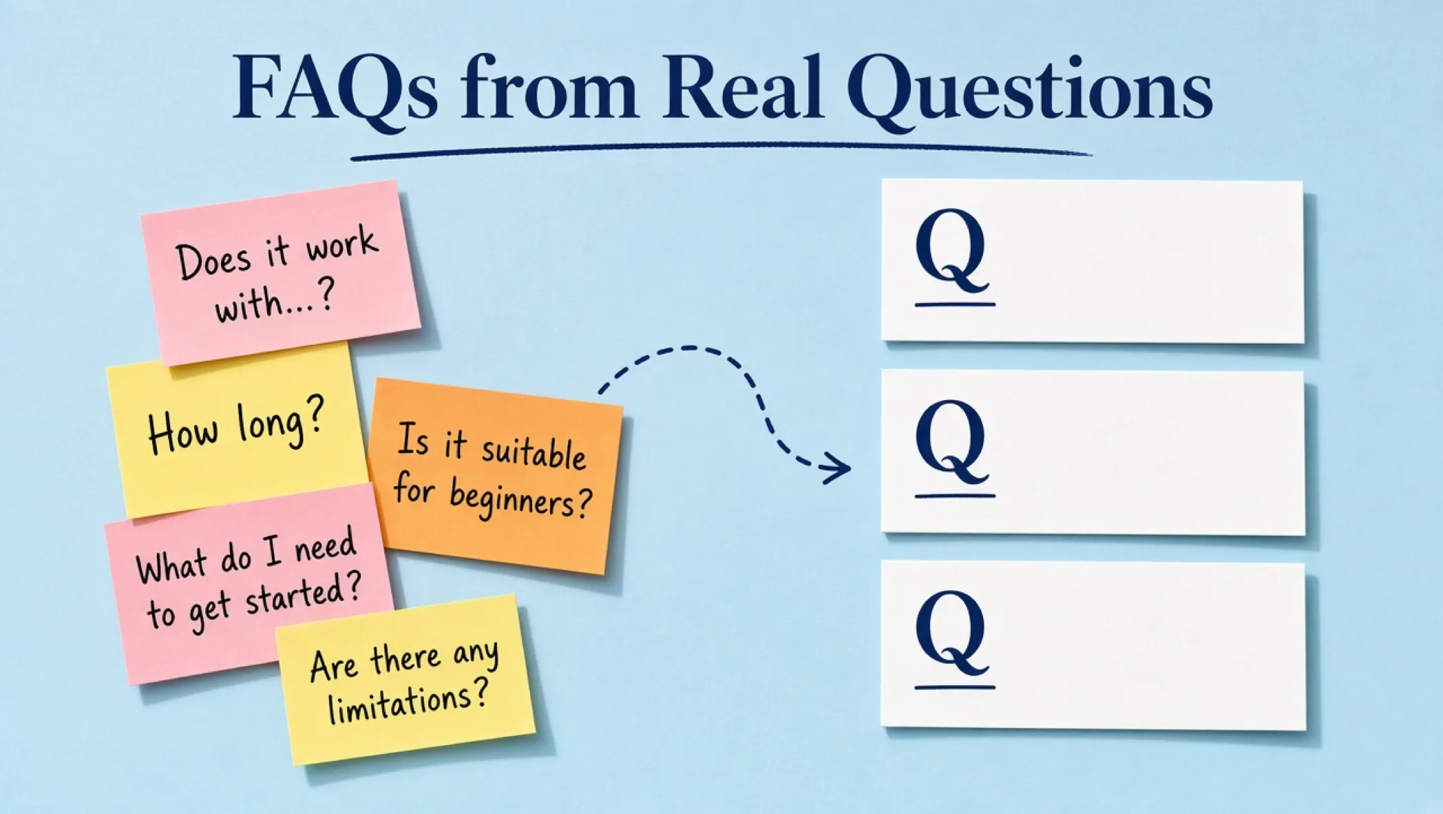 A stack of handwritten question slips sorted into three trays on a wooden desk